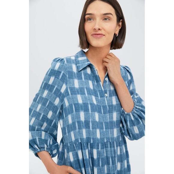 POMANDER PLACE Blue Ikat Mabel Maxi Dress Size L NWT Retail $158 Tuckernuck - Picture 5 of 10